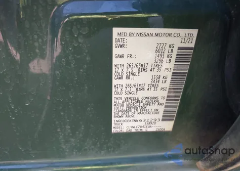 2022 Nissan Frontier Sv 4X4 from USA, damaged, VIN 1N6ED1EK3NN631293